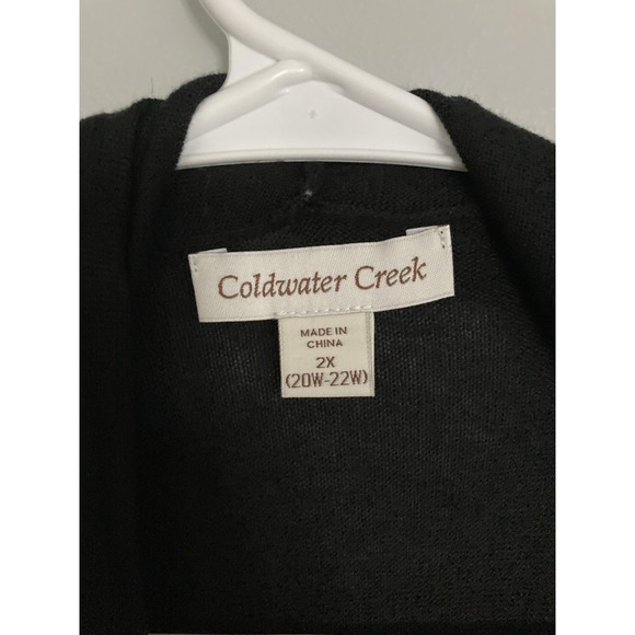 Coldwater‎ Creek Cardigan Sweater Women 2X Black Open Front Dolman Pocket Knit - Picture 8 of 12